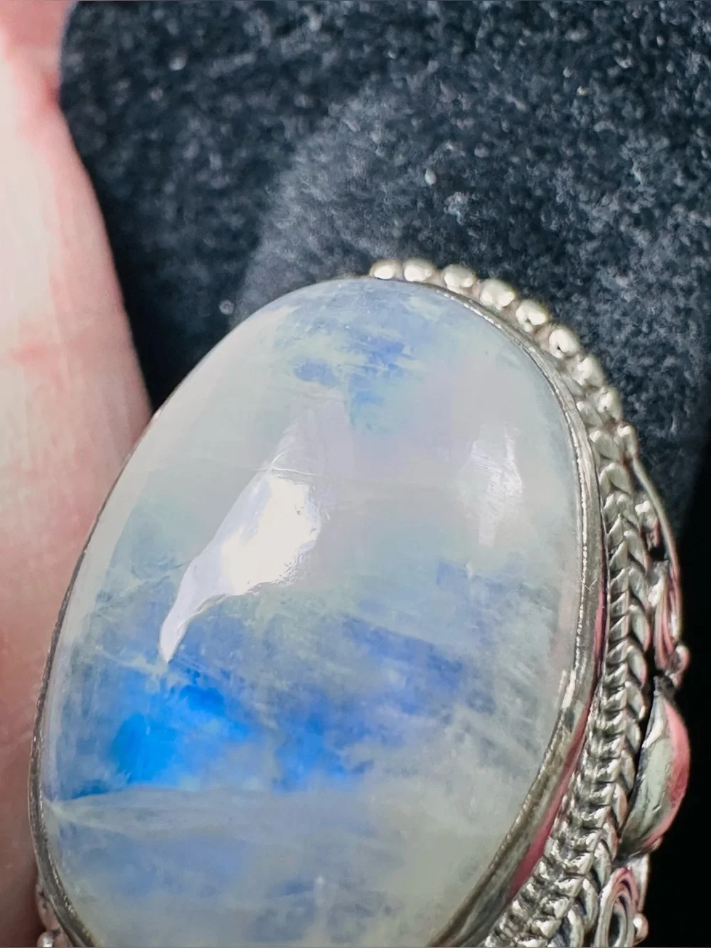 Handmade Rainbow Moonstone Statement Ring | Sterling Silver | One of a Kind
